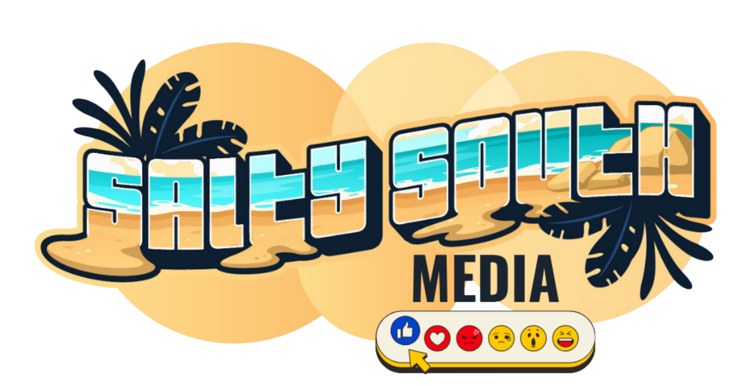 Salty South Media brand graphic featuring the Salty South Media logo and mascot